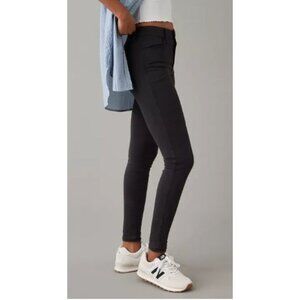 AEO Velvet Jeggings Women's Black Super Stretch Skinny Size 6 VTG Old School